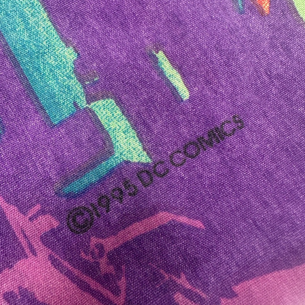 Vintage 1995 Batman and Robin Pillowcase DC Comics Joker Two-Face Riddler Purple - Picture 7 of 8